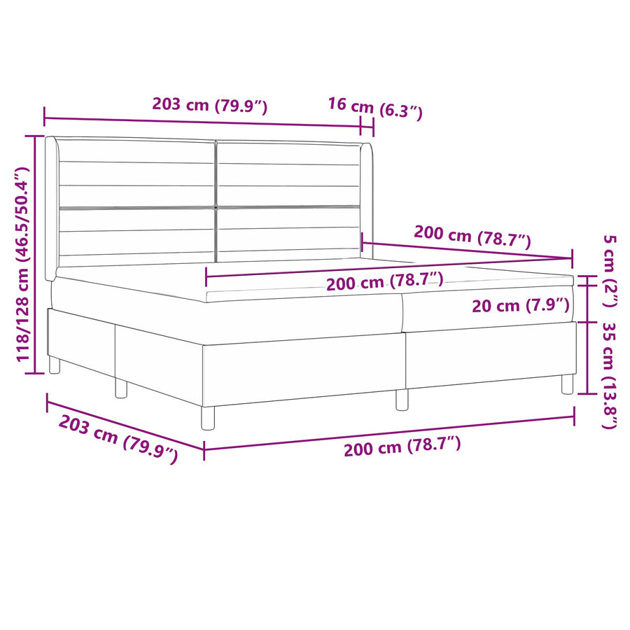 Boxspring Bed Met Matras Taupe 200X200 Cm Stof Blauw