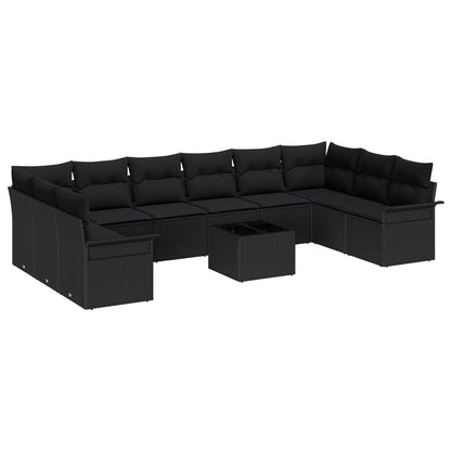 11-Delige Tuinbankset Met Kussens Beige Poly Rattan