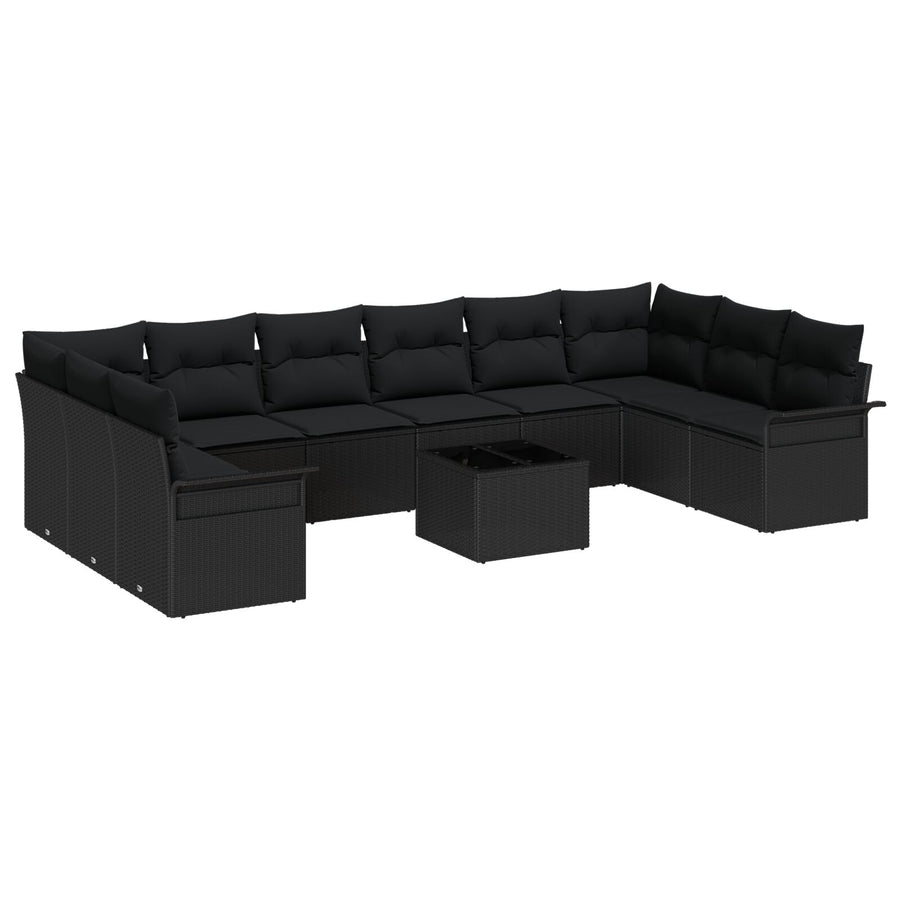 11-Delige Tuinbankset Met Kussens Beige Poly Rattan