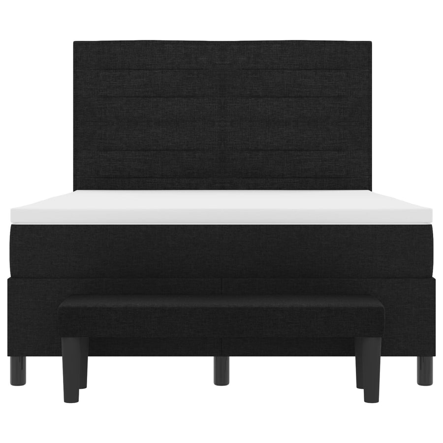 Boxspring Bed Met Matras & Bank Stof Zwart 140 x 200 cm Lijnen ontwerp
