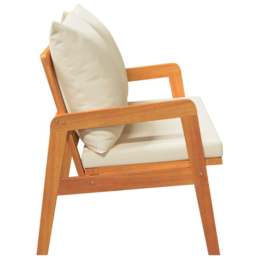 Tuin Met Kussens 115X65X71 Cm Massief Acaciahout Crème Wit Bank