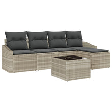 6-Delige Tuin Sofa Set Met Kussens Grijs Poly Rattan