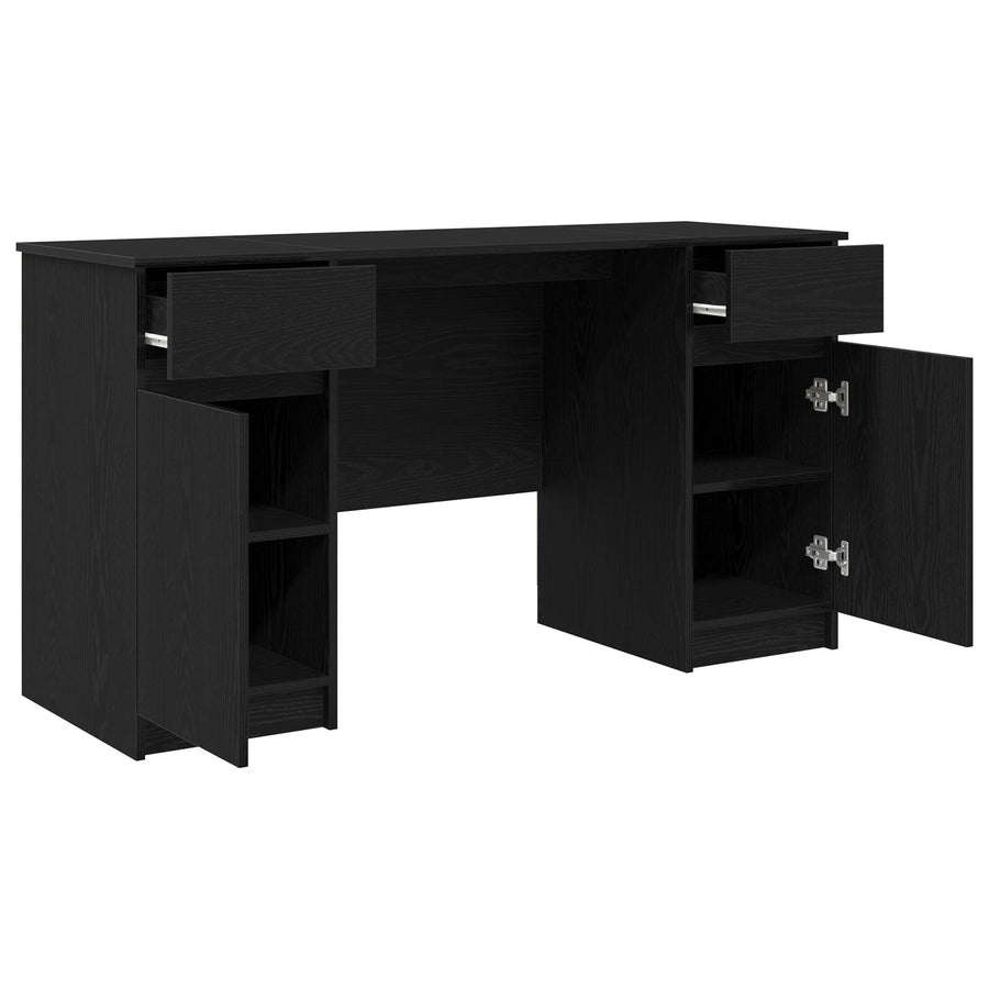 Bureau Zwart Eiken 140X49X76 Cm Bewerkt Hout