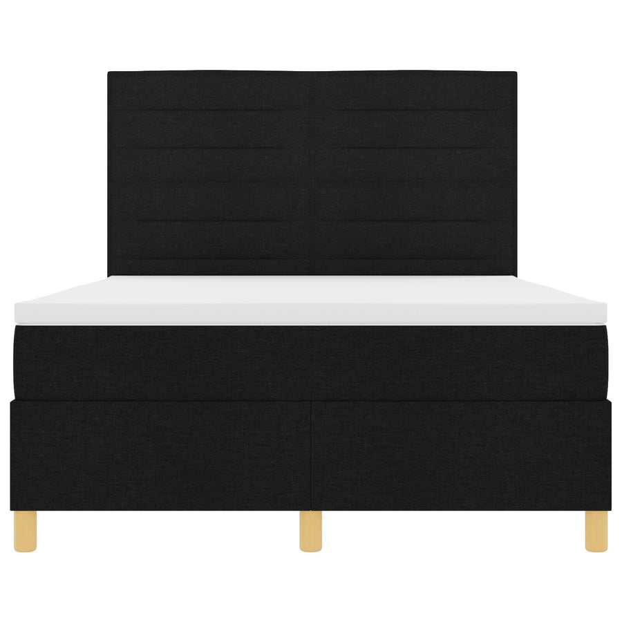 Boxspring Bed Met Matras Zwart 140X200 Cm Stof Blauw