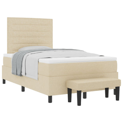 Boxspring Bed Met Matras & Bench Stof Crème 120 x 200 cm Lijn ontwerp
