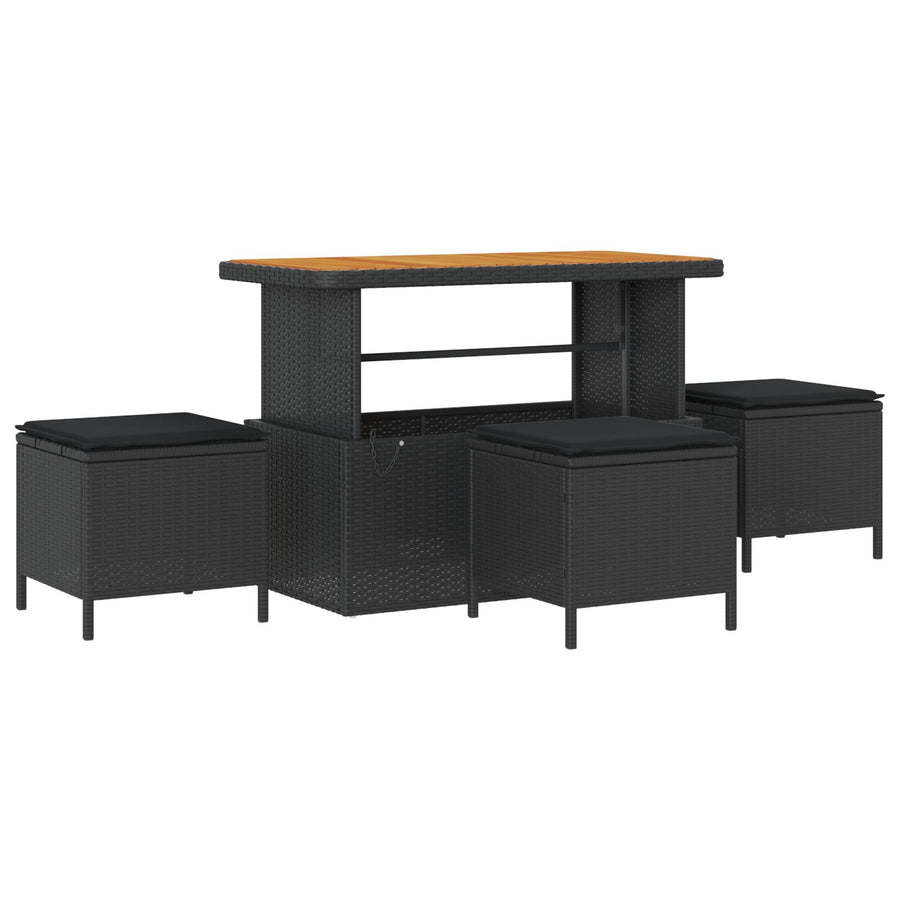 13-Delige Tuinsofa Set Met Kussens Zwart Poly Rattan Acacia, 2-Zits Tuinsofa Met Opbergruimte & Kussens Zwart Poly Rattan, 4-Delige Tuin Eetset Met Kussens Zwart Poly Rattan Acacia Wit