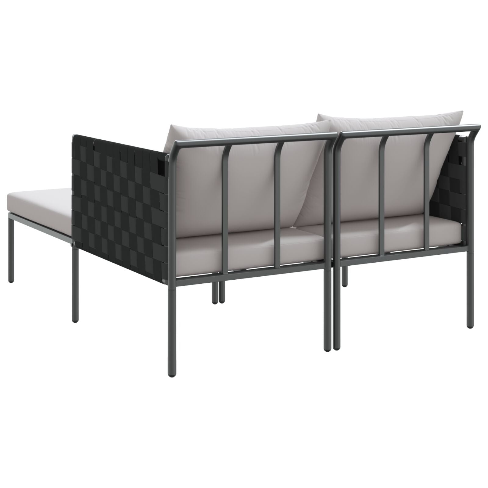 Zonnenbed Met Kussens Voor 2 Personen Antraciet 115X153X69,5 Cm Staal Lichtgrijs