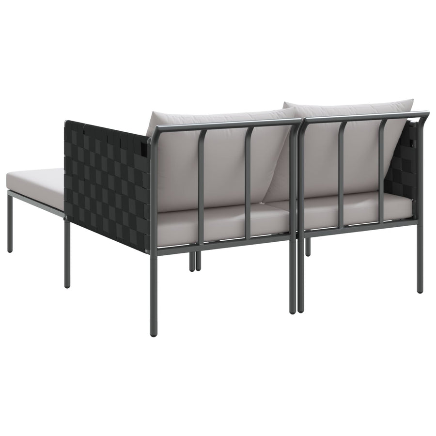 Zonnenbed Met Kussens Voor 2 Personen Antraciet 115X153X69,5 Cm Staal Lichtgrijs