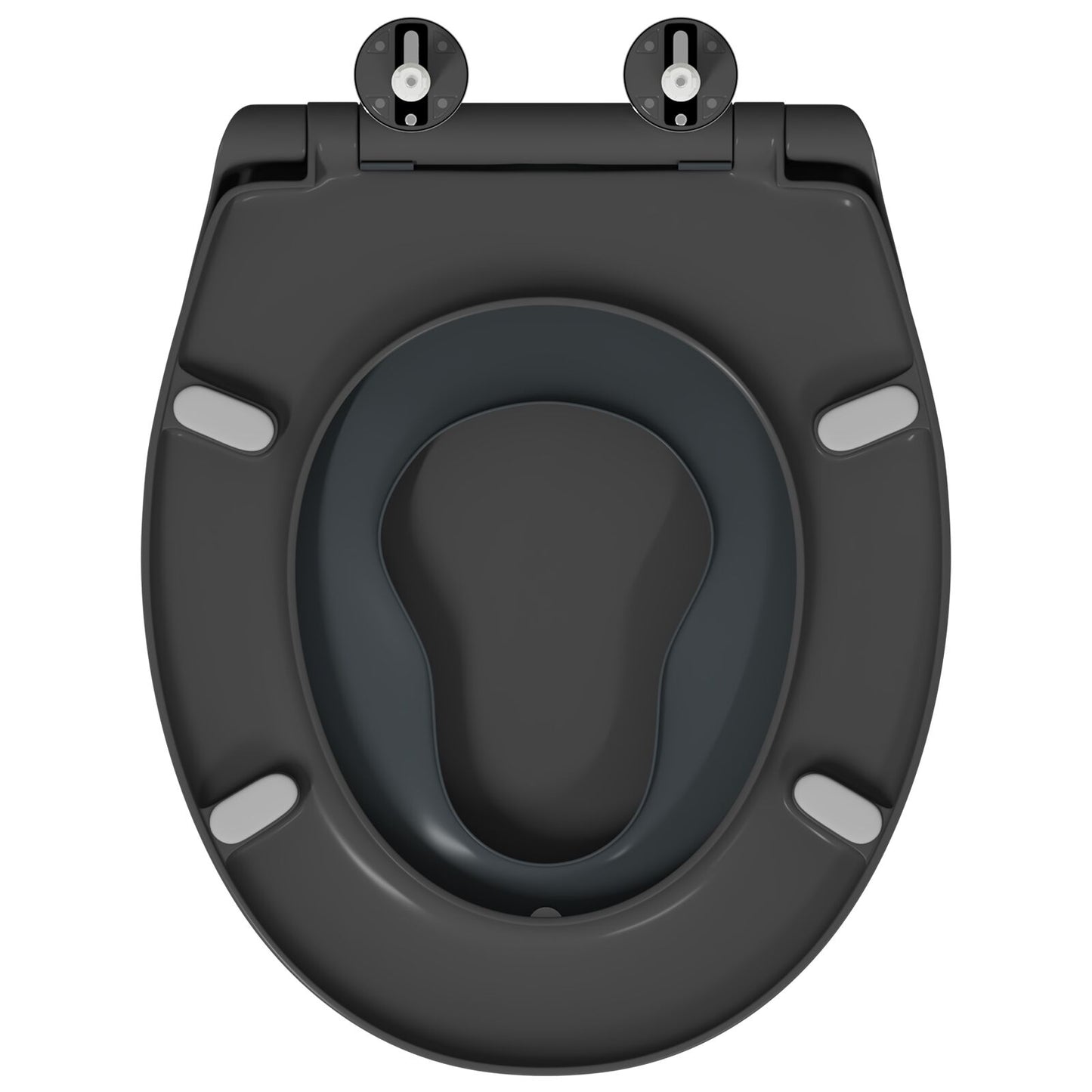 Familie Toiletbril Met Kinderbril Snelle Ontgrendeling Duroplast Anthraciet