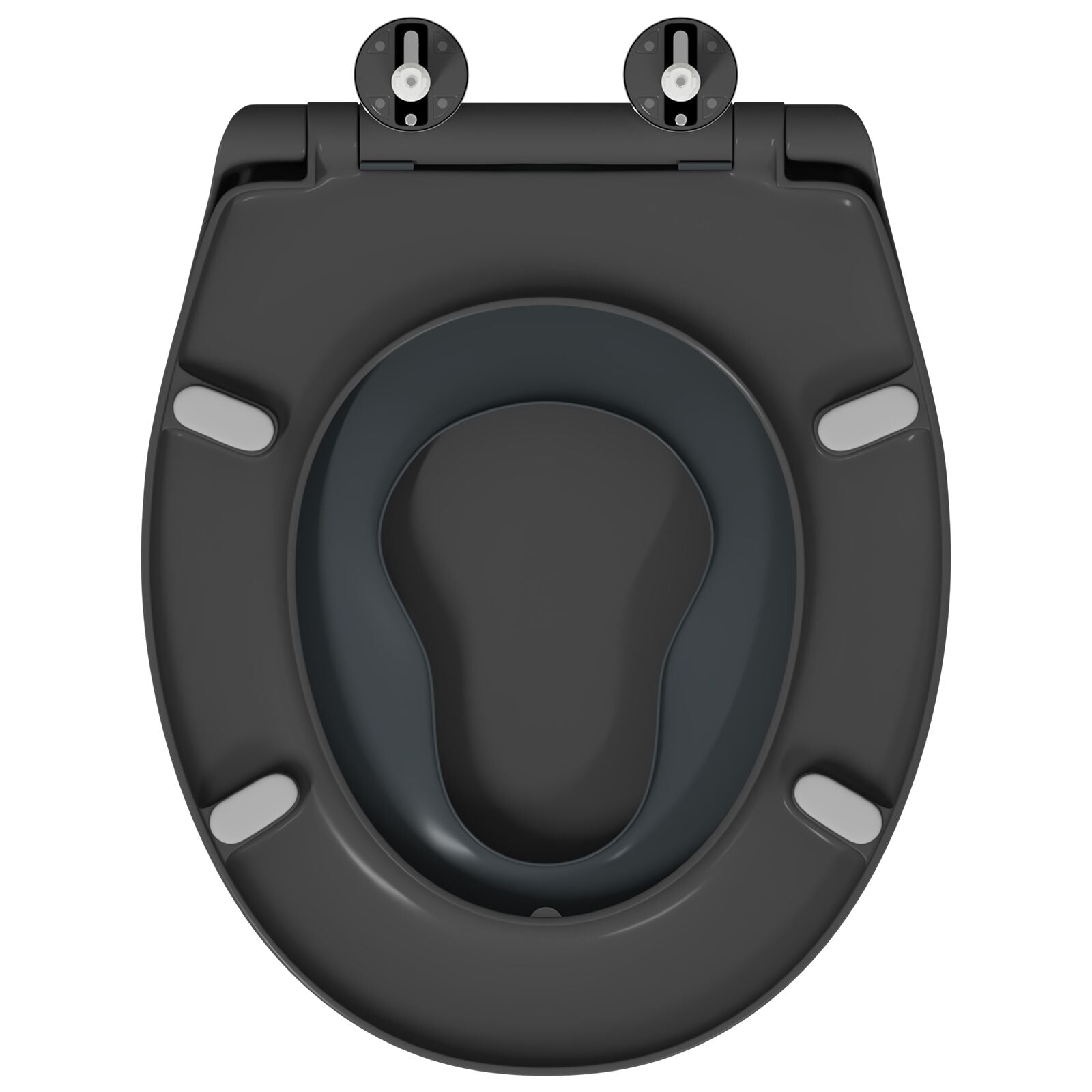 Familie Toiletbril Met Kinderbril Snelle Ontgrendeling Duroplast Anthraciet