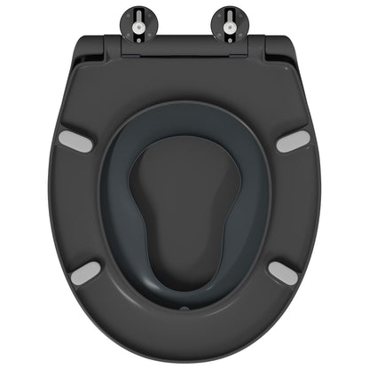 Familie Toiletbril Met Kinderbril Snelle Ontgrendeling Duroplast Anthraciet
