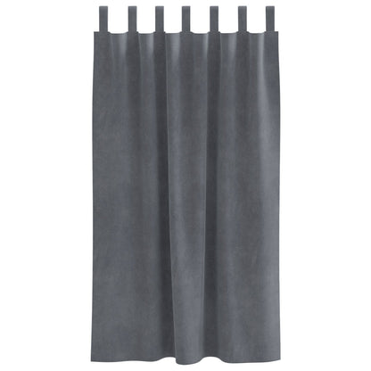 Zwarte Uitlaatgordijnen Met Hanglussen 2 Stuks Fluweel Super Lichtgrijs 140 x 175 cm met ophanglussen