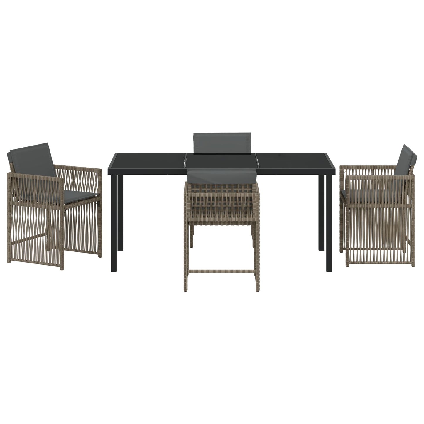 5-Delige Tuin Eettafelset Met Kussens Grijs Poly Rattan