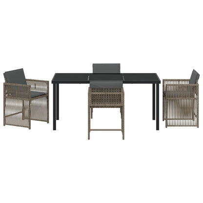 5-Delige Tuin Eettafelset Met Kussens Grijs Poly Rattan