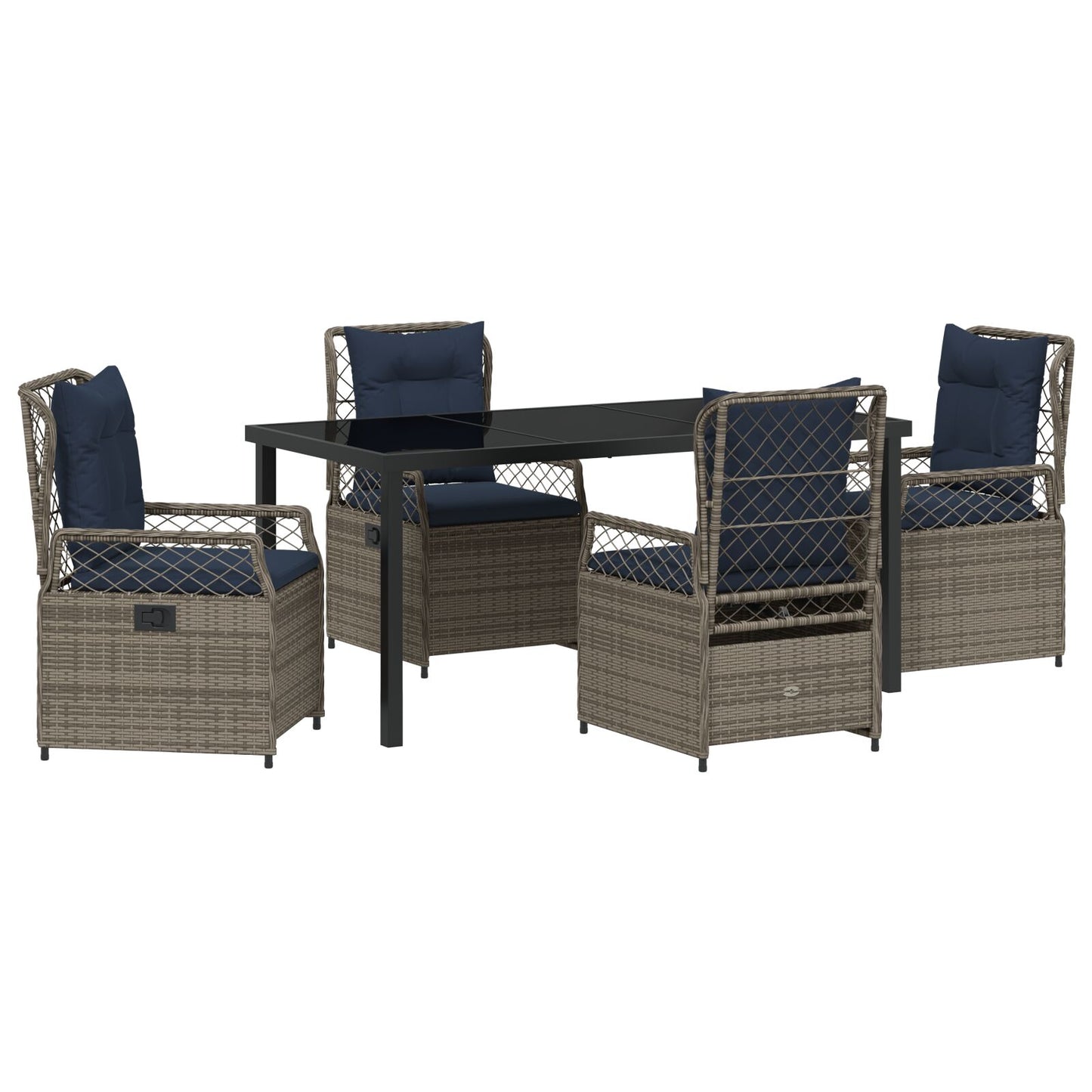 5 Delige Tuin Eetset Grijze Poly Rattan