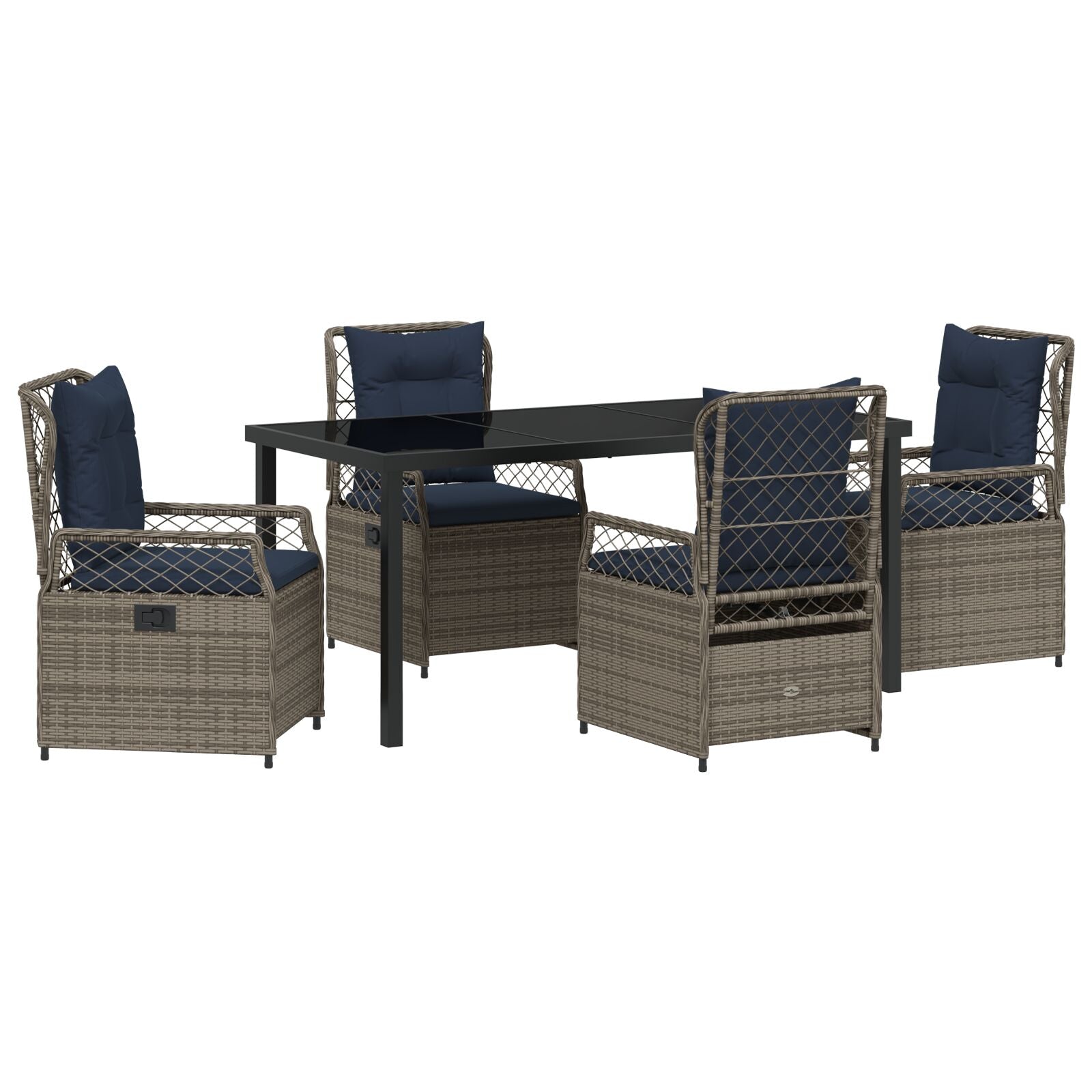 5 Delige Tuin Eetset Grijze Poly Rattan