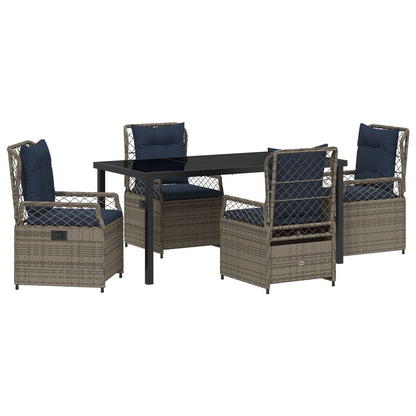 5 Delige Tuin Eetset Grijze Poly Rattan