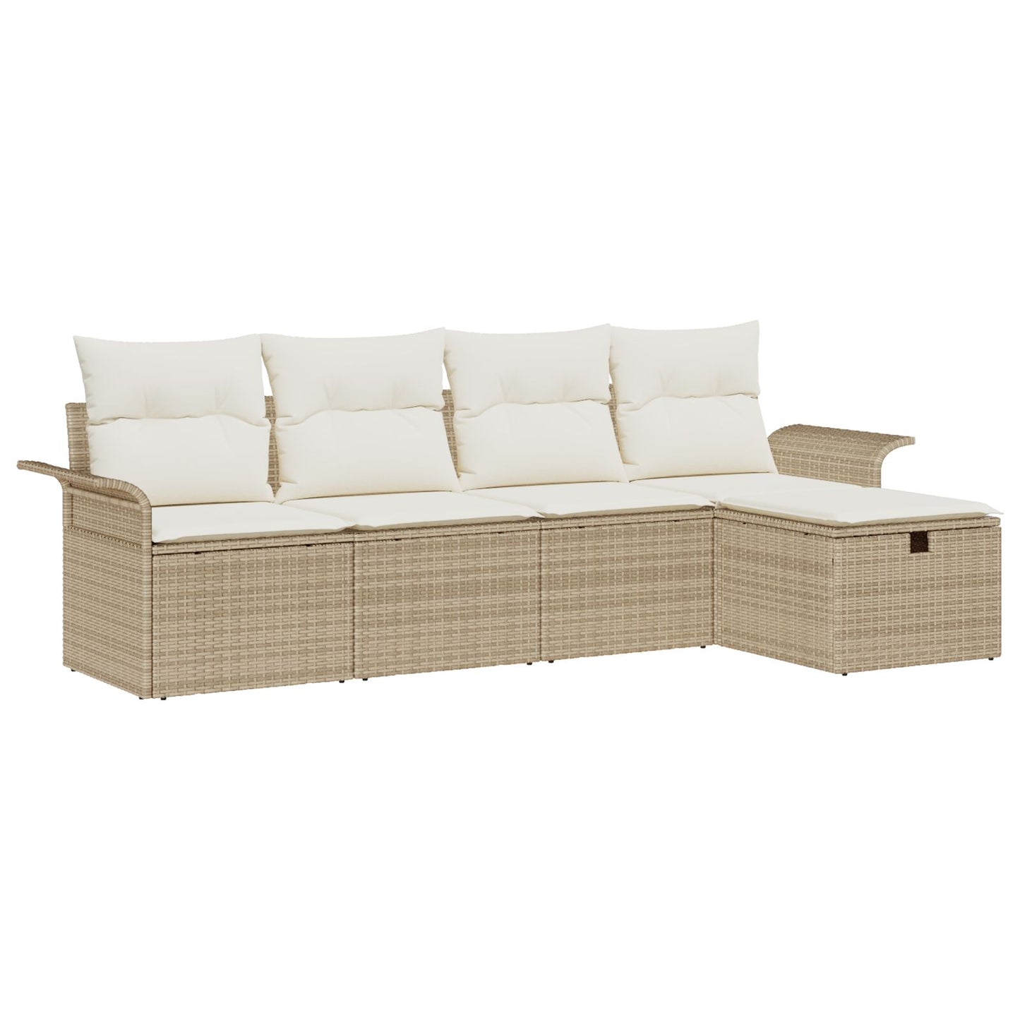5-Delige Tuinbank Set Met Kussens Beige Poly Rattan