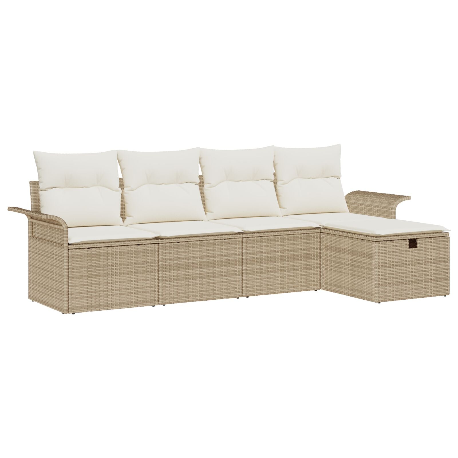 5-Delige Tuinbank Set Met Kussens Beige Poly Rattan