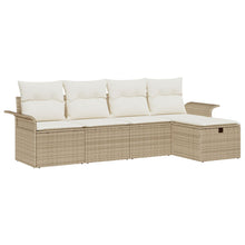 5-Delige Tuinbank Set Met Kussens Beige Poly Rattan