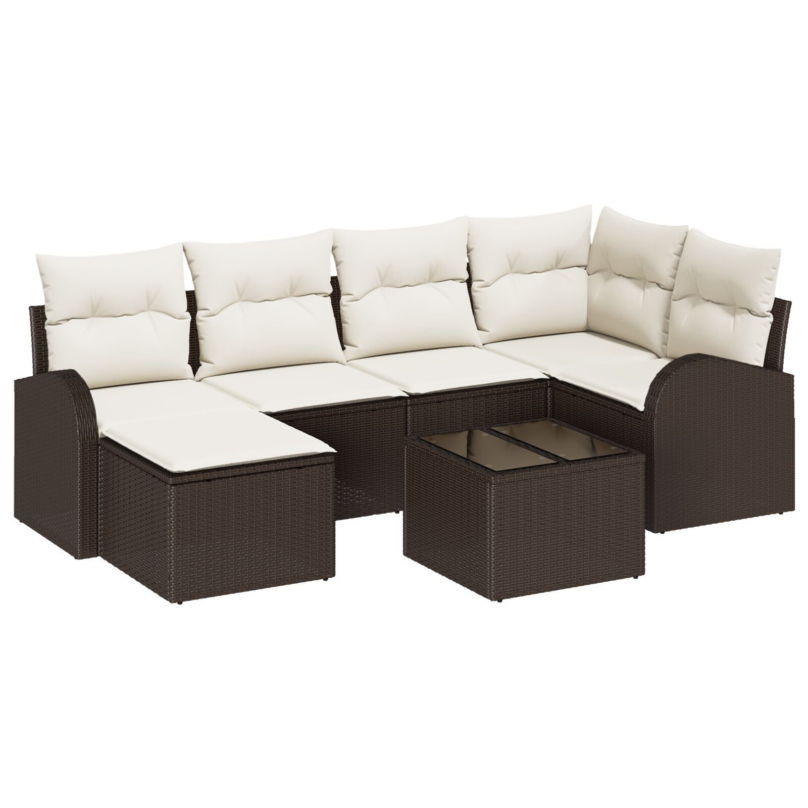 6-Delige Tuin Sofa Set Met Kussens Grijs Poly Rattan