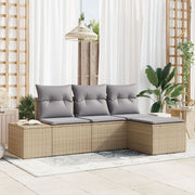 Tuinset poly rattan 4 personen beige lichtgrijs
