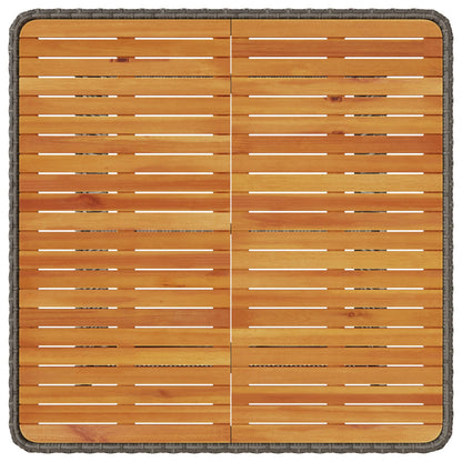 3-Delige Tuin Eetset Met Kussens Poly Rattan Acacia 100 cm Grijs 2 krukken