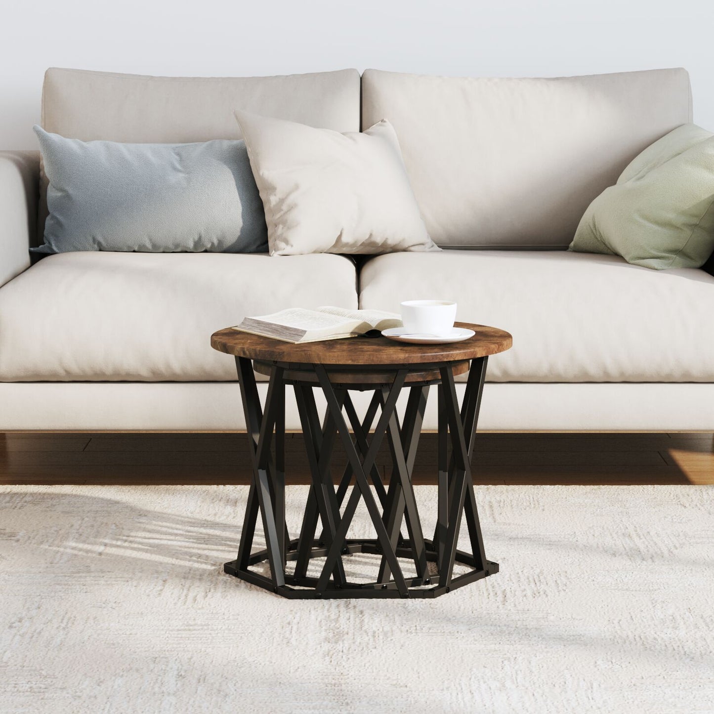 Nesting Bijzettafels 2-Delige Set Mdf Gerookt eiken