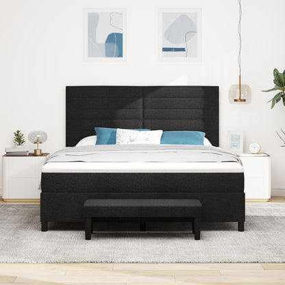 Boxspring Bed Met Matras & Bank Stof Zwart 180 x 200 cm Lijnen ontwerp