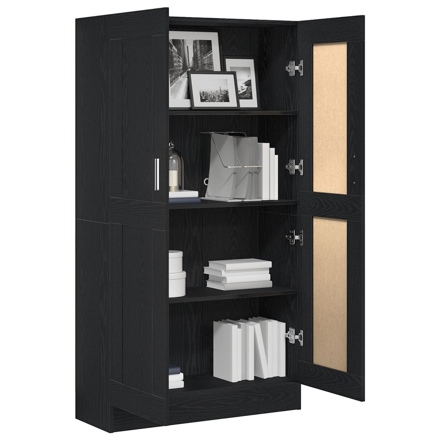 Boekenkasten 2 Stuks Zwart Eiken 165X30,5X150 Cm Geschuurd Hout