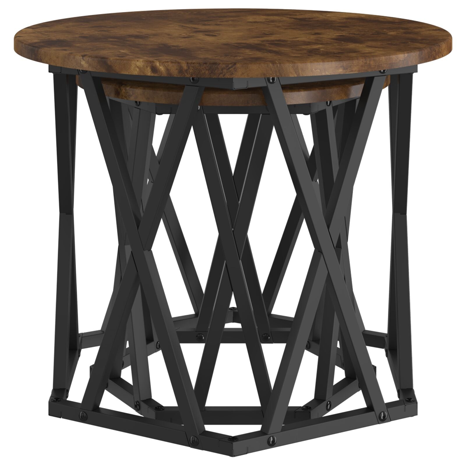 Nesting Bijzettafels 2-Delige Set Mdf Gerookt eiken