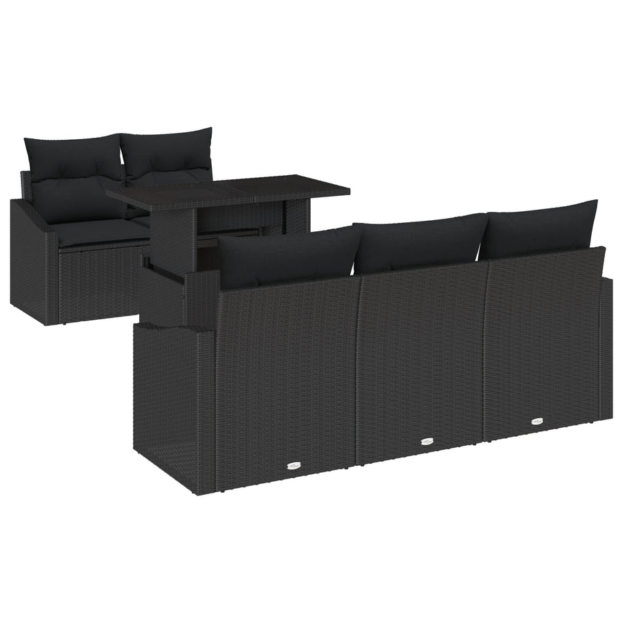6 Delige Tuin Sofa Set Met Kussens Zwart Poly Riet
