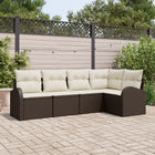 Loungeset 5-delig poly rotan bruin