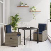 Garden Dining Set 3 pcs Grey Poly rattan