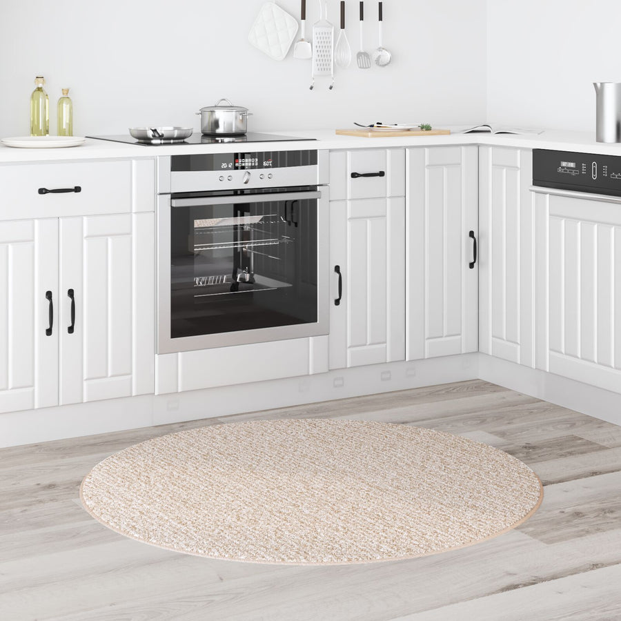 Shaggy Vloerkleed Met Latex Rug Ø120 Cm Crème Ø 120 cm