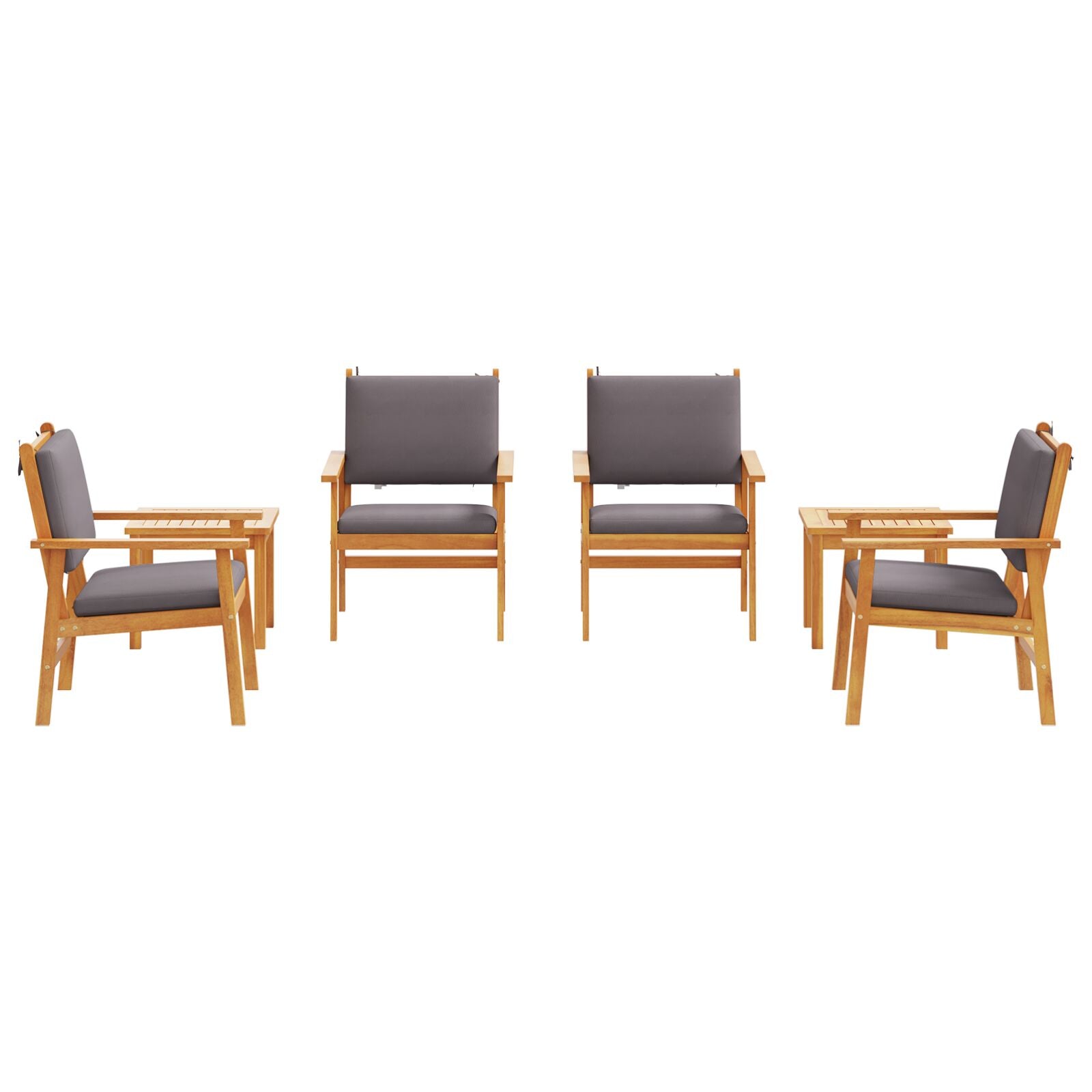 6-Delige Tuin Eetset Met Kussens Van Massief Acaciahout 2x tafel + 4x stoel Antraciet