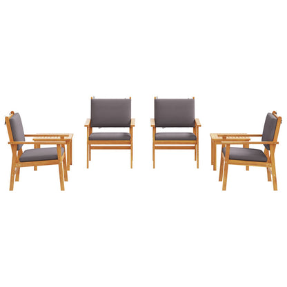 6-Delige Tuin Eetset Met Kussens Van Massief Acaciahout 2x tafel + 4x stoel Antraciet