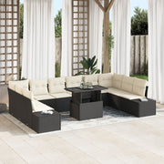 Loungeset 11-delig polyrattan zwart 10 personen