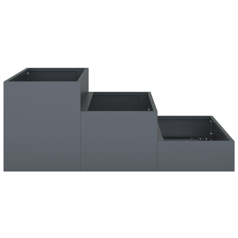 Tuin Plantenbak 3-Tier Staal 90 x 90 x 35 cm Anthraciet