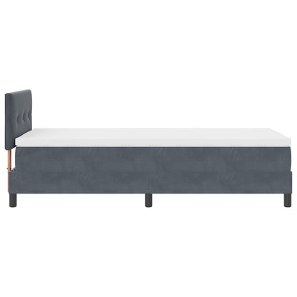 Boxspringbed Met Matras Donkergrijs 100X200 Cm Fluweel Blauw
