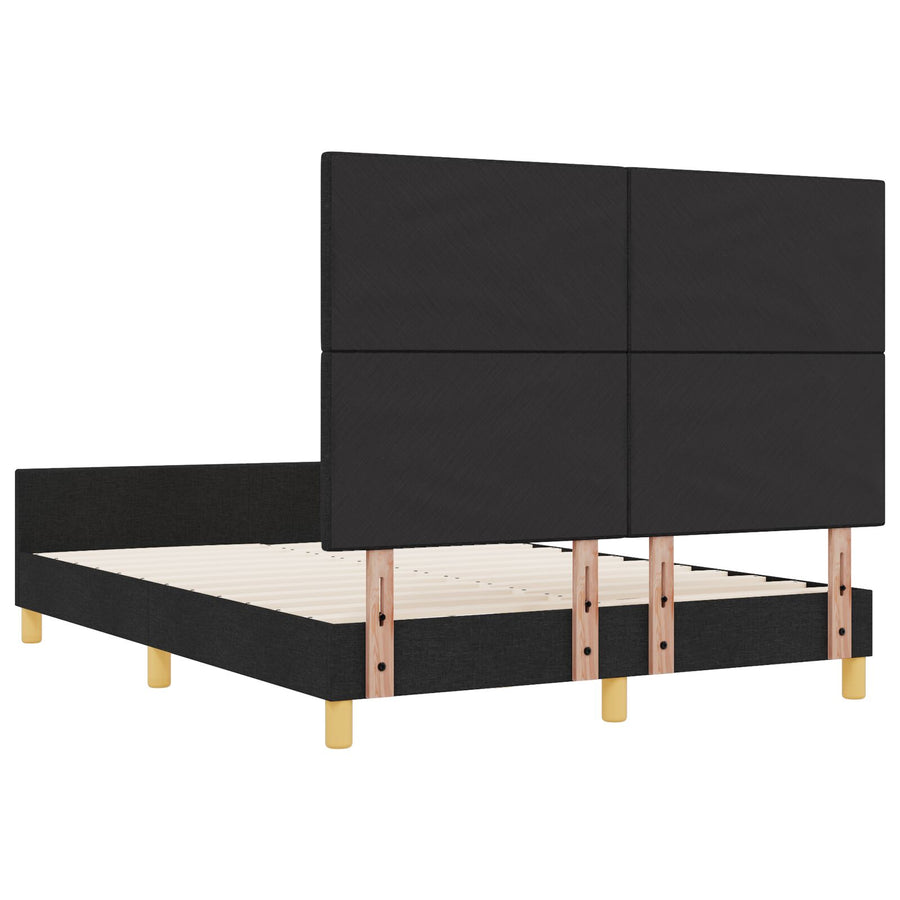 Bed Frame Zwart 140X190 Cm Stof Crème