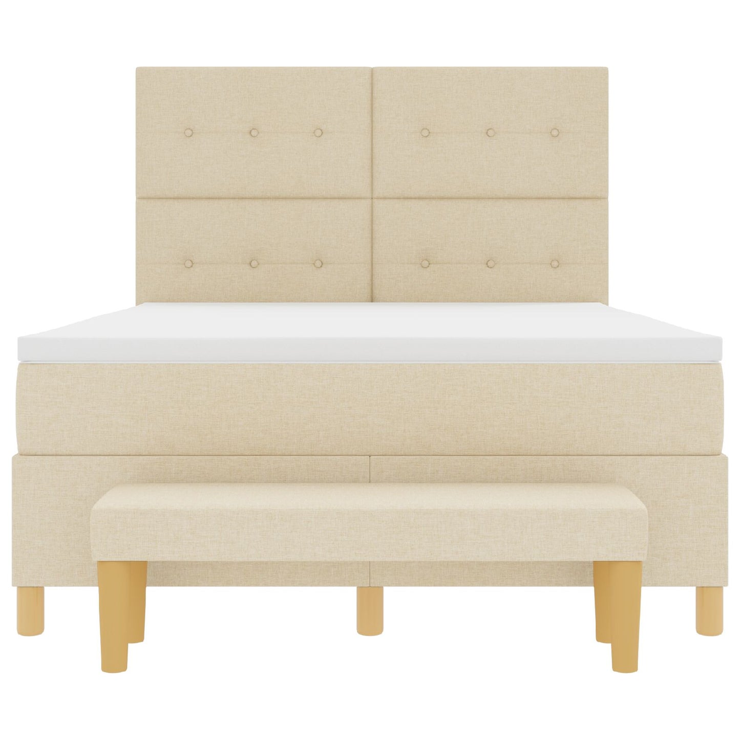 Boxspringbed Met Matras En Bank Stof Crème 140 x 190 cm Button tufted