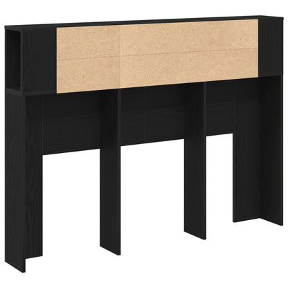 Zwarte Eikenhouten Hoofdbordkast - 140X19X104.5 Cm - Gemaakt Van Engineered Wood