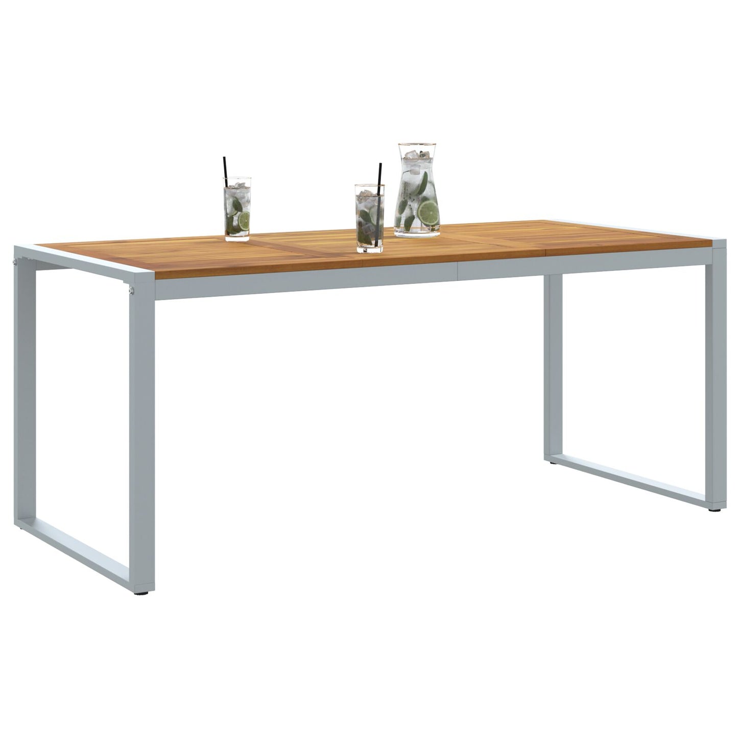 Tuin Eettafel Grijs 180X90X75 Cm Staal & Massief Acaciahout