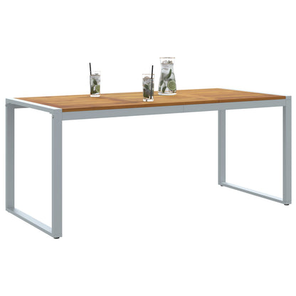 Tuin Eettafel Grijs 180X90X75 Cm Staal & Massief Acaciahout