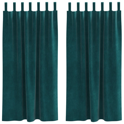 Blackout Gordijnen 2 Stuks Velours Donkergroen 140 x 175 cm met hanglussen