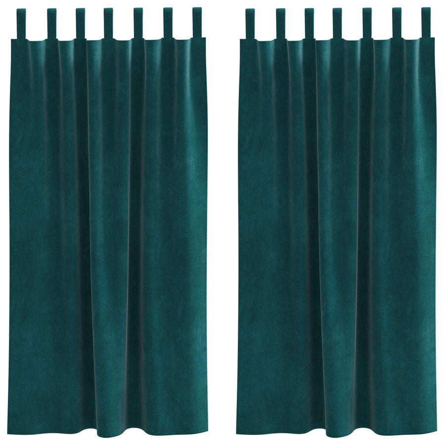 Blackout Gordijnen 2 Stuks Velours Donkergroen 140 x 175 cm met hanglussen