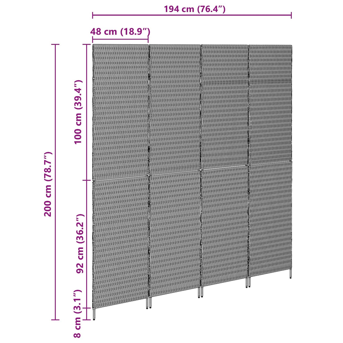 Room Dividers Hout, Stof , Hoog Opvouwbaar 200 cm Beige 4 panelen