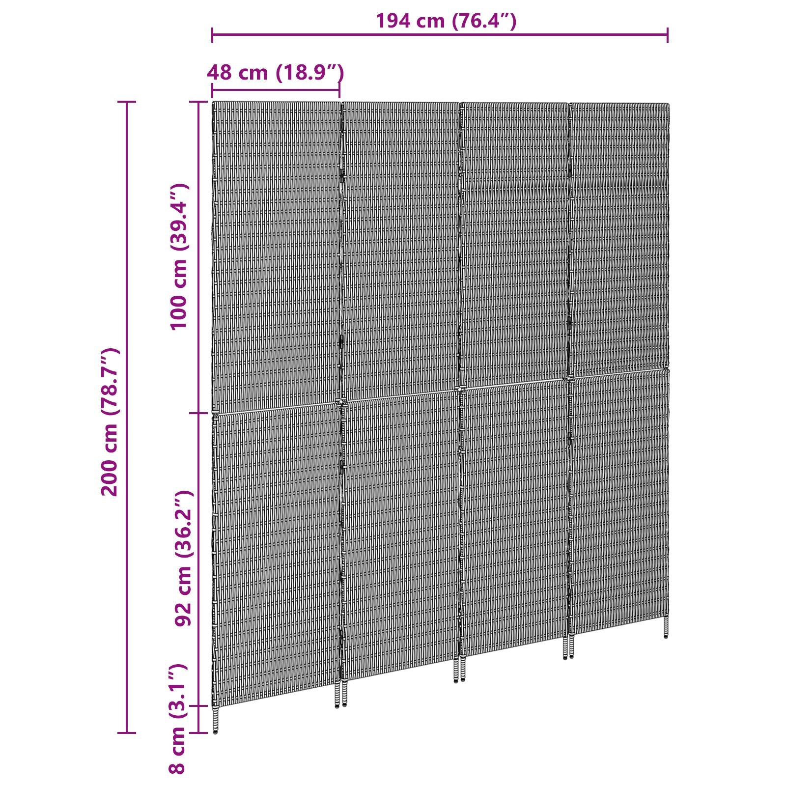 Room Dividers Hout, Stof , Hoog Opvouwbaar 200 cm Beige 4 panelen