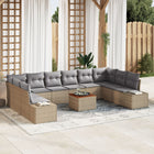 Garden lounge set with cushions 11 pcs Beige poly rattan